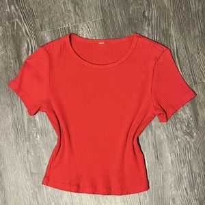 Ribbed Red Uniqlo Crop Top